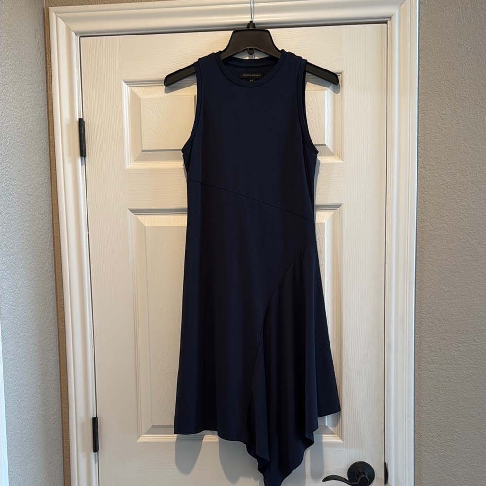 Banana Republic Asymmetrical Sleeveless Preppy Navy Dress, Size XS